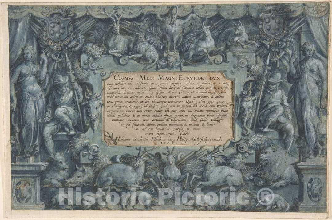 Jan Van der Straet, Called Stradanus - Design for a Frontispiece with ...