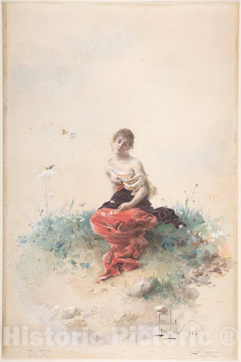 Art Print : Alexandre-Louis Leloir - Female Figure : Vintage Wall Art