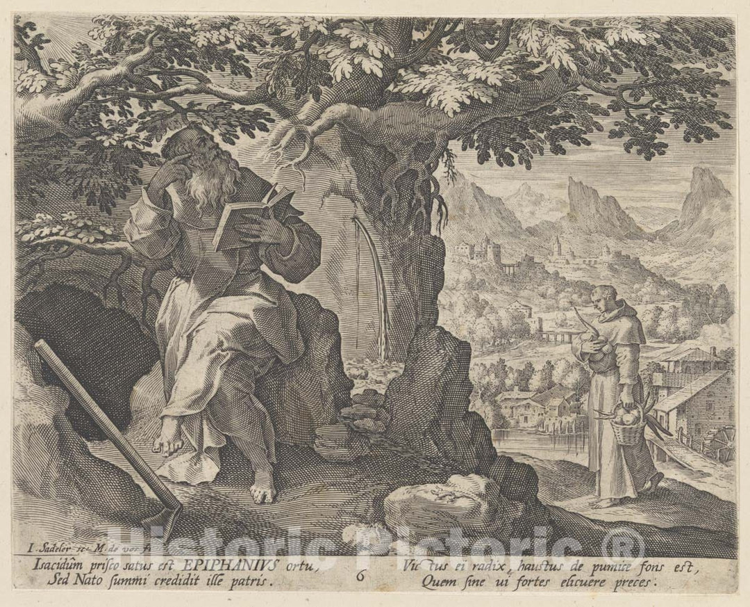 Art Print : Maerten de VOS - Epiphanius, from The Series Sylvae Sacrae Monumenta.Anachoretarum : Vintage Wall Art