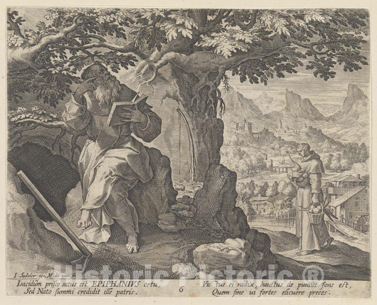 Art Print : Maerten de VOS - Epiphanius, from The Series Sylvae Sacrae Monumenta.Anachoretarum : Vintage Wall Art