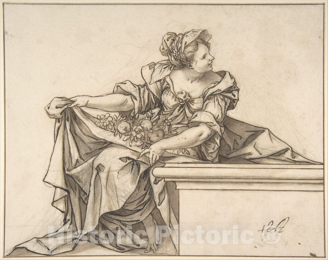 Art Print : Sebastián de Herrera-Barnuevo - Female Personification of Summer or Abundance : Vintage Wall Art