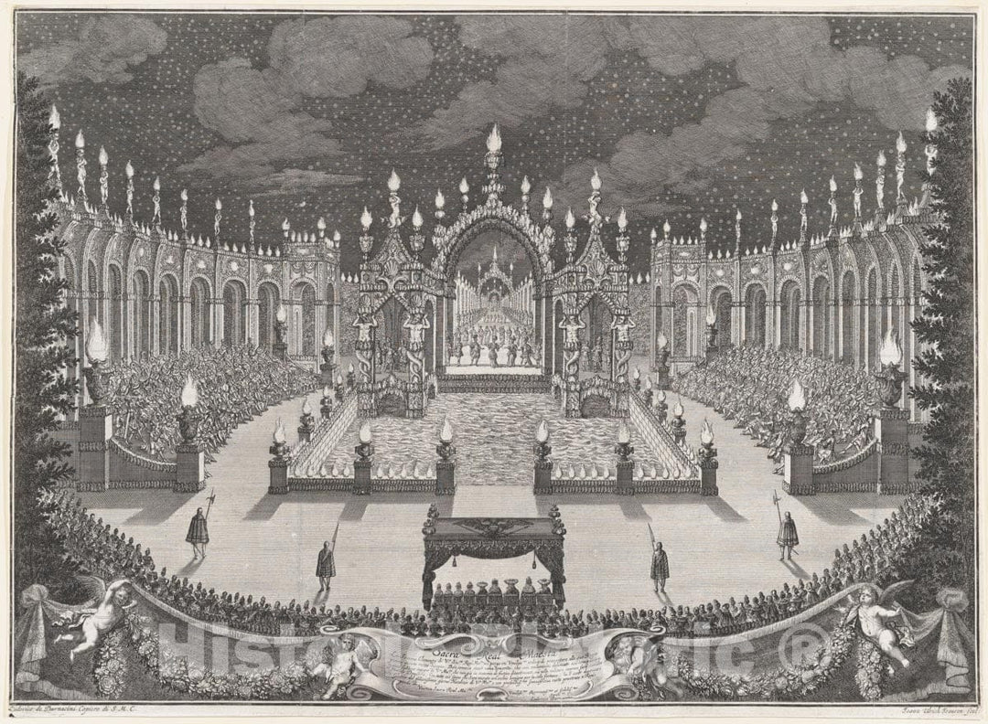Art Print : Johann Ulrich Kraus - Final Ballet of 'L'Euleo festeggiante nel ritorno d'Alessandro dall'India' : Vintage Wall Art