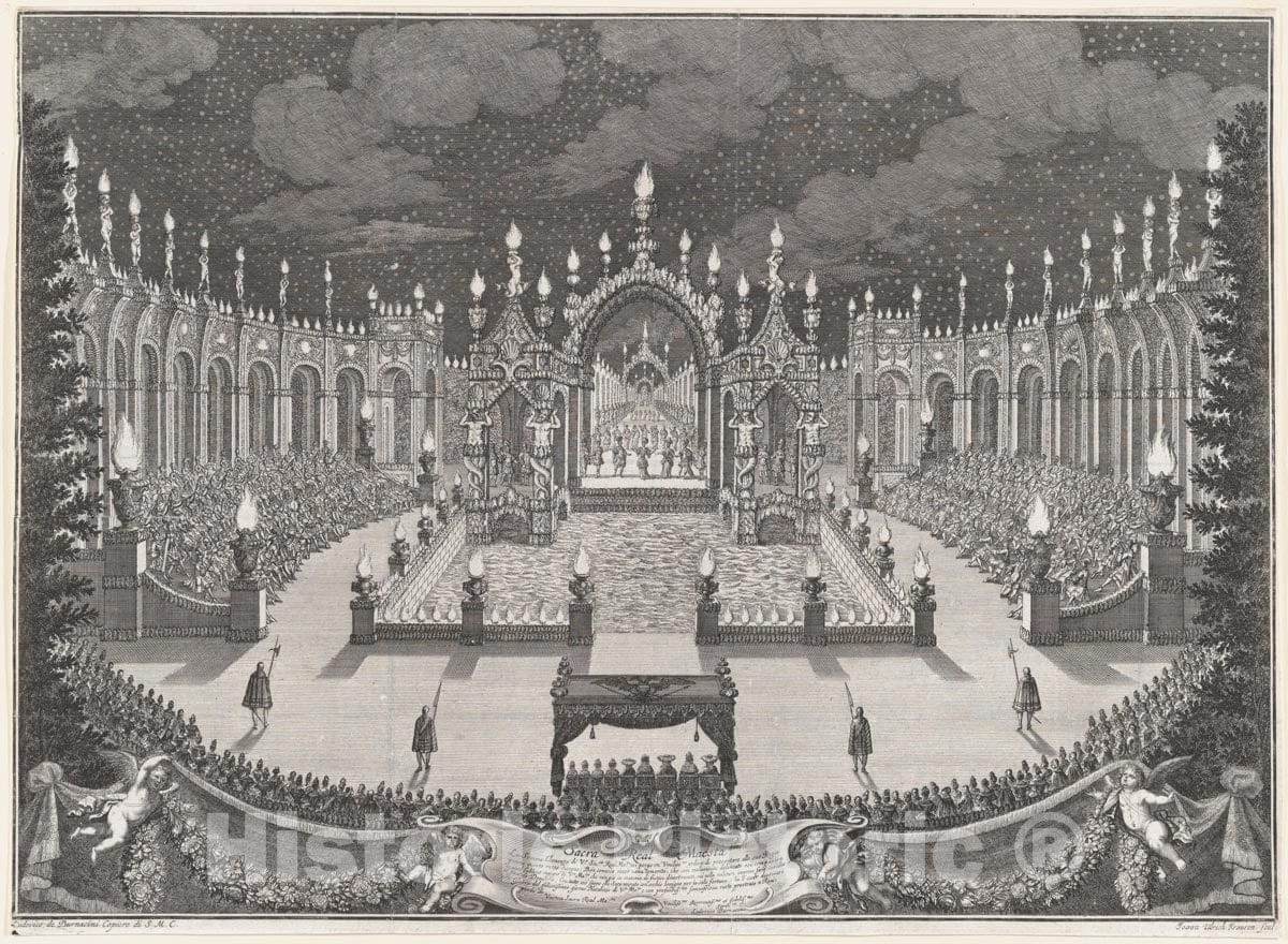 Art Print : Johann Ulrich Kraus - Final Ballet of 'L'Euleo festeggiante nel ritorno d'Alessandro dall'India' : Vintage Wall Art
