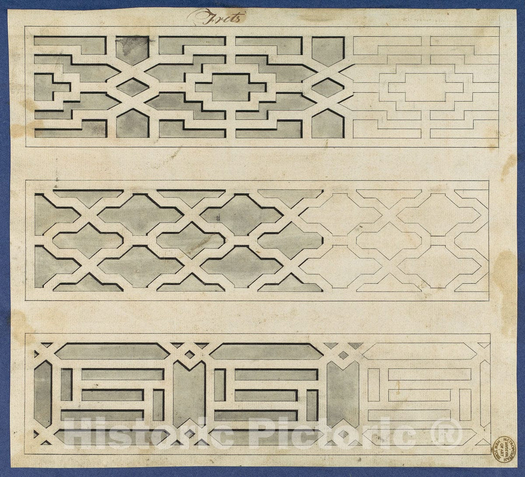 Art Print : Thomas Chippendale - Frets, from Chippendale Drawings, Vol. II - 426996 : Vintage Wall Art
