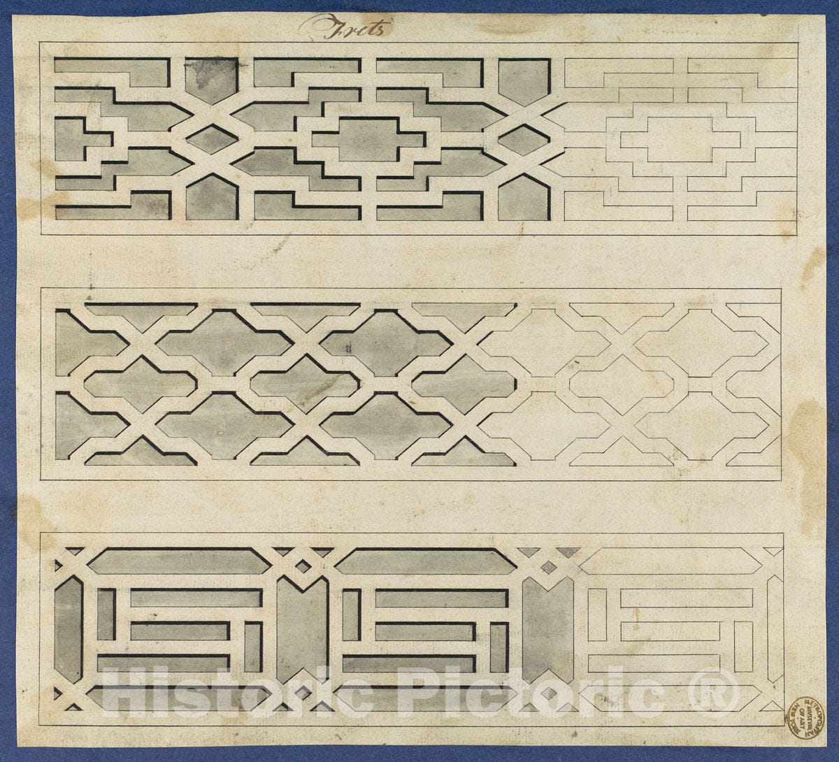 Art Print : Thomas Chippendale - Frets, from Chippendale Drawings, Vol. II - 426996 : Vintage Wall Art