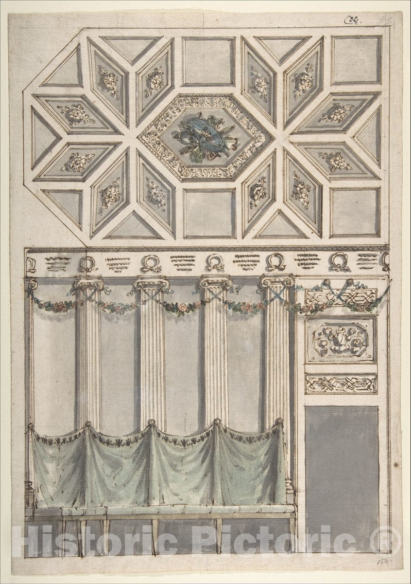 Art Print : Framed Design for an Architectural Interior - Artist: Antonio Basoli - Created: 1774–1839 : Vintage Wall Art