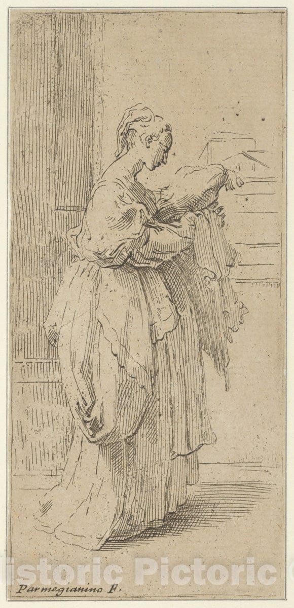 Art Print : Guido Reni - Girl Carrying a Cushion, seen in Profile Facing Right 2 : Vintage Wall Art