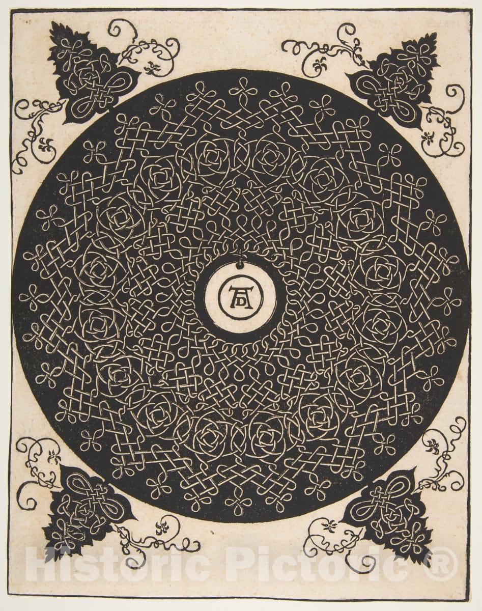 Art Print : Albrecht Dürer - “The Fourth Knot”. Interlaced Roundel with a Round Medallion in its Center 2 : Vintage Wall Art