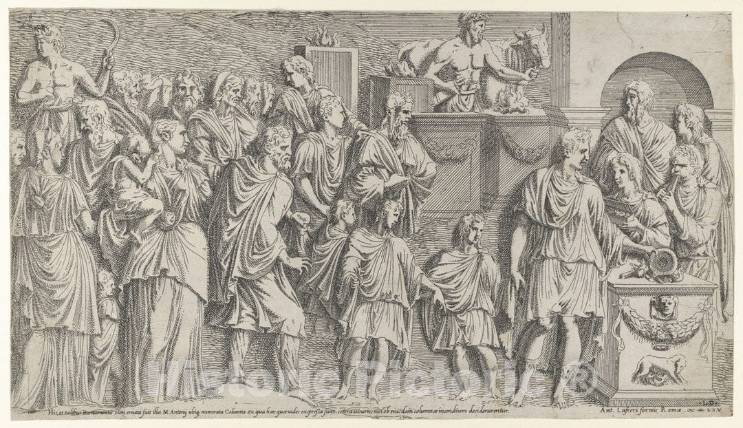 Art Print : Léon Davent - Emperor Mark Antony Offering a Sacrifice : Vintage Wall Art