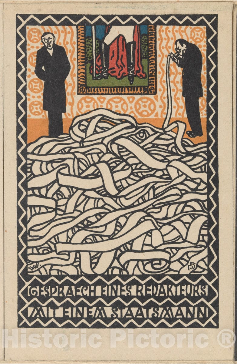 Art Print : Moriz Jung - Gespräch eines Redakheurs mit einem Staatsmann Editor's Conservation with a Statesman : Vintage Wall Art