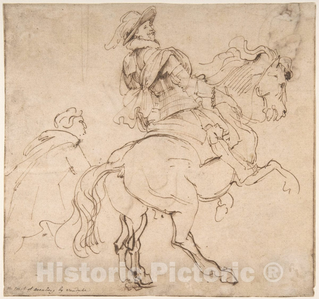 Art Print : Study for an Equestrian Portrait - Artist: Anthony Van Dyck - Created: c1628 : Vintage Wall Art