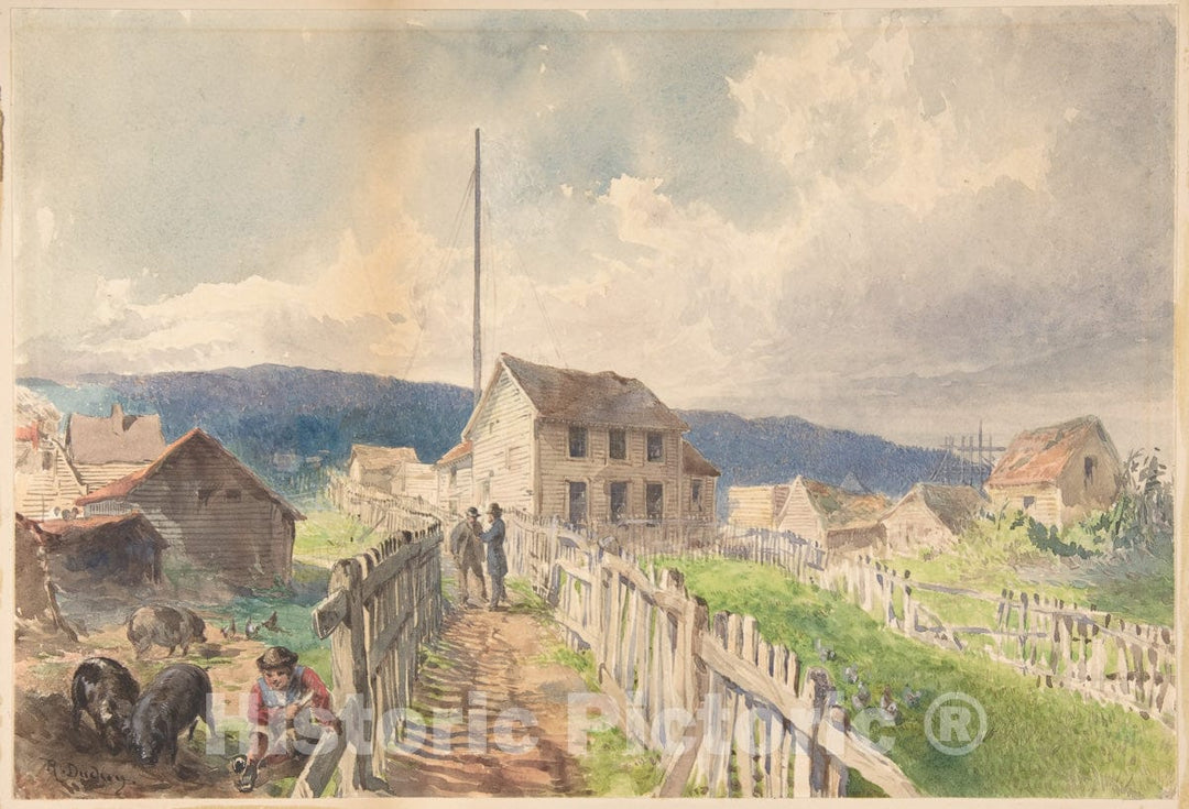 Art Print : Robert Charles Dudley - First Telegraph House at Heart's Content, Newfoundland, 1866 : Vintage Wall Art