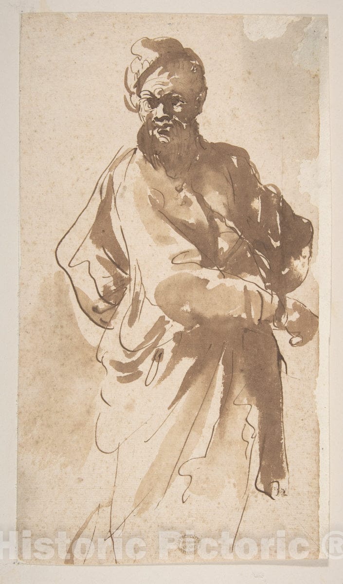 Art Print : Pier Francesco Mola - Figure of a Man : Vintage Wall Art
