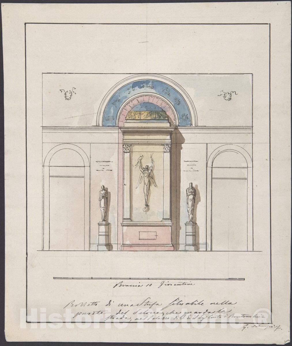Art Print : Giovanni Battista Silvestri - Elevation Della Nuova Galleria 2 : Vintage Wall Art
