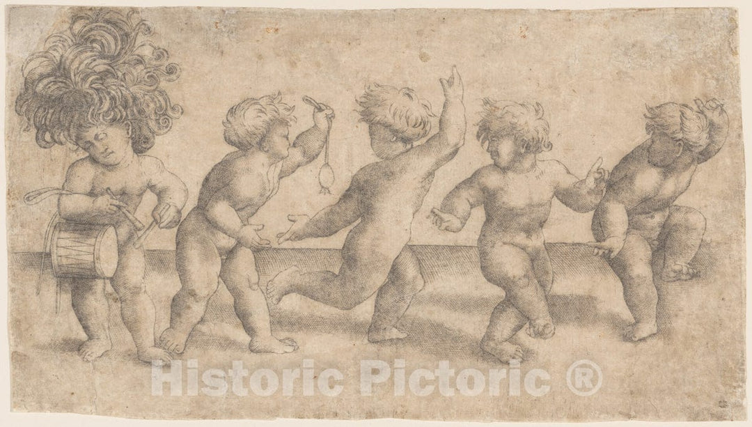 Art Print : Amico Aspertini - Five Dancing Putti : Vintage Wall Art