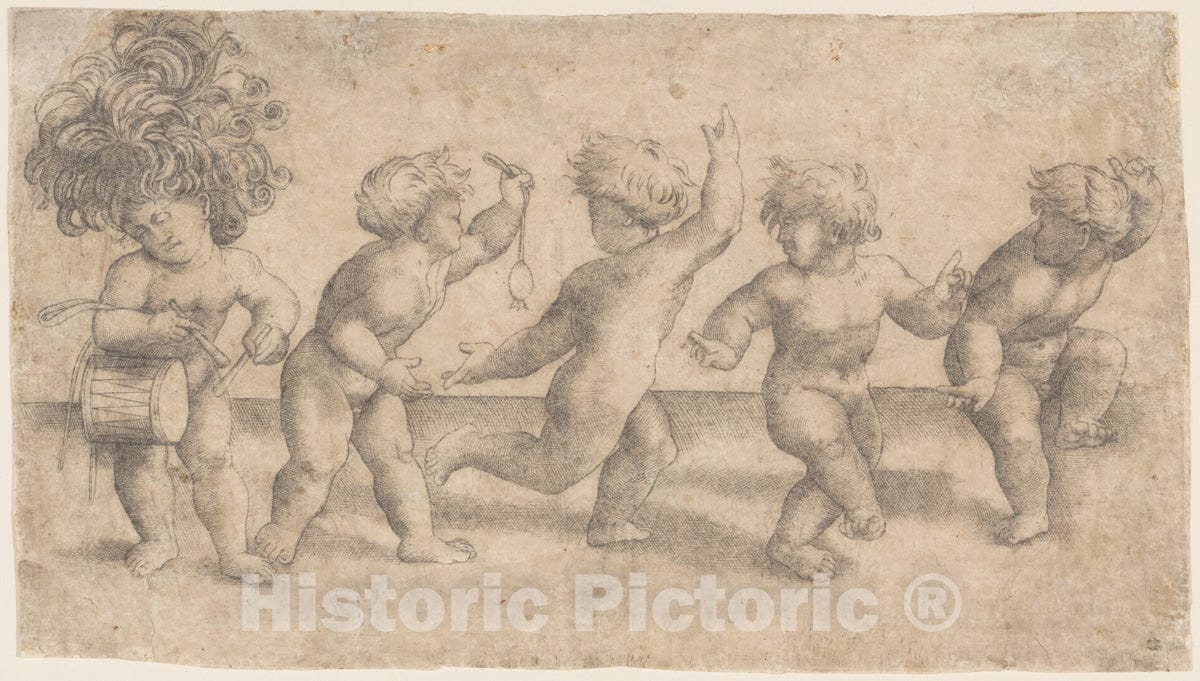 Art Print : Amico Aspertini - Five Dancing Putti : Vintage Wall Art
