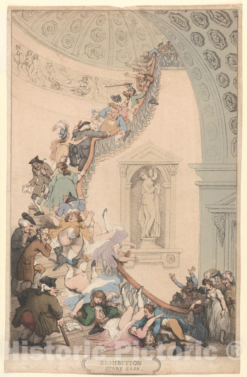 Art Print : Thomas Rowlandson - Exhibition Stare Case : Vintage Wall Art