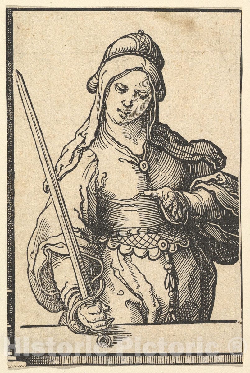 Art Print : Lucas Van Leyden - European Sibyl, from The Series of Sibyls : Vintage Wall Art