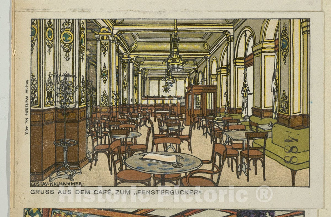 Art Print : Gustav Kalhammer - Gruss aus dem Café Zum Fenstergucker : Vintage Wall Art