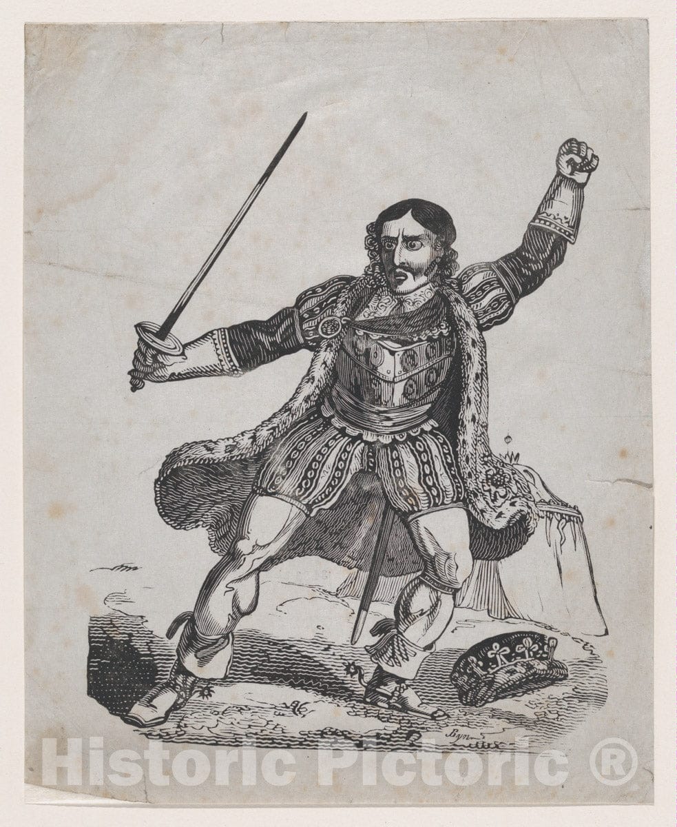 Art Print : Possibly by John Byrne - Edmund Kean as Richard III : Vintage Wall Art