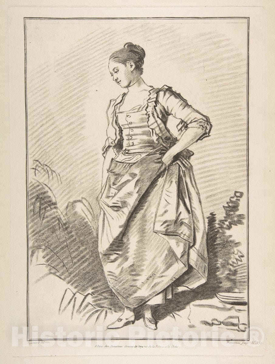 Art Print : Jean Honoré Fragonard - Femme debout de face : Vintage Wall Art