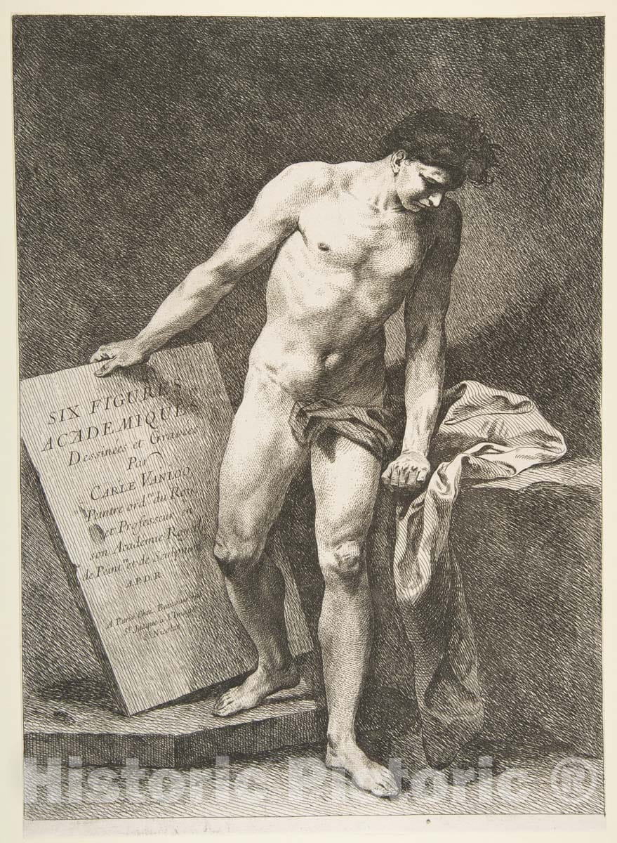 Art Print : Carle (Charles André) Vanloo - Frontispiece: Six Figures Académiques : Vintage Wall Art