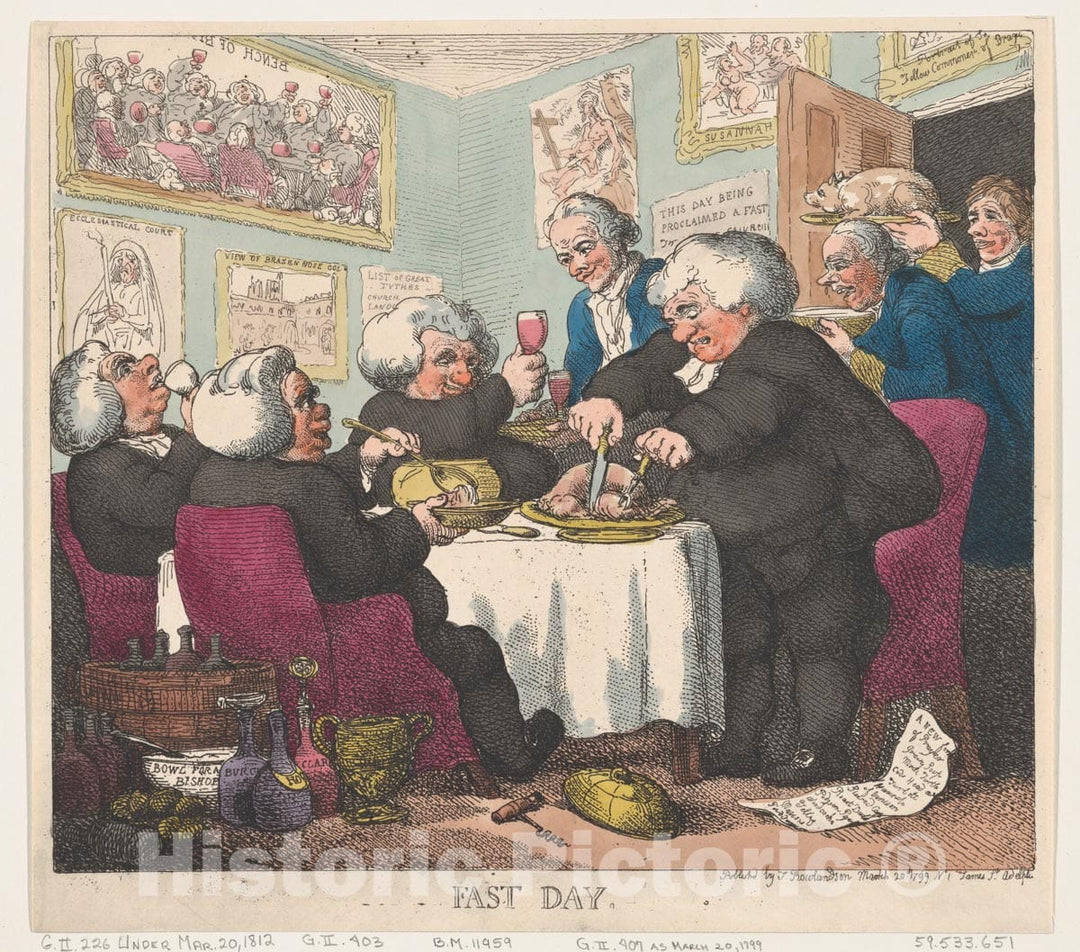Art Print : Thomas Rowlandson - Fast Day : Vintage Wall Art
