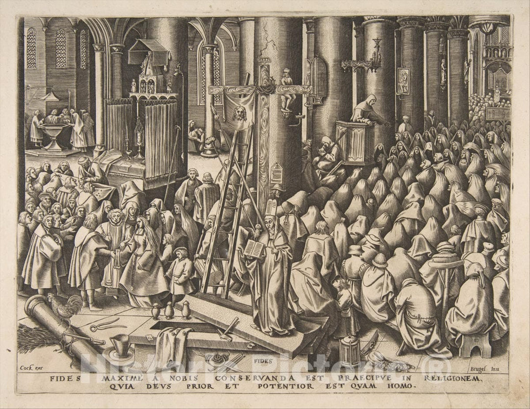 Art Print : Pieter Bruegel The Elder - Faith (Fides) from The Virtues : Vintage Wall Art