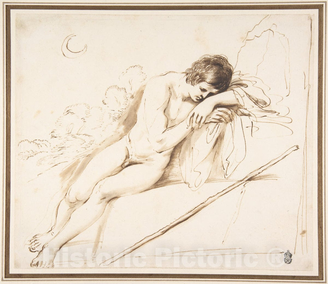 Art Print : Guercino (Giovanni Francesco Barbieri) - Endymion Sleeping : Vintage Wall Art