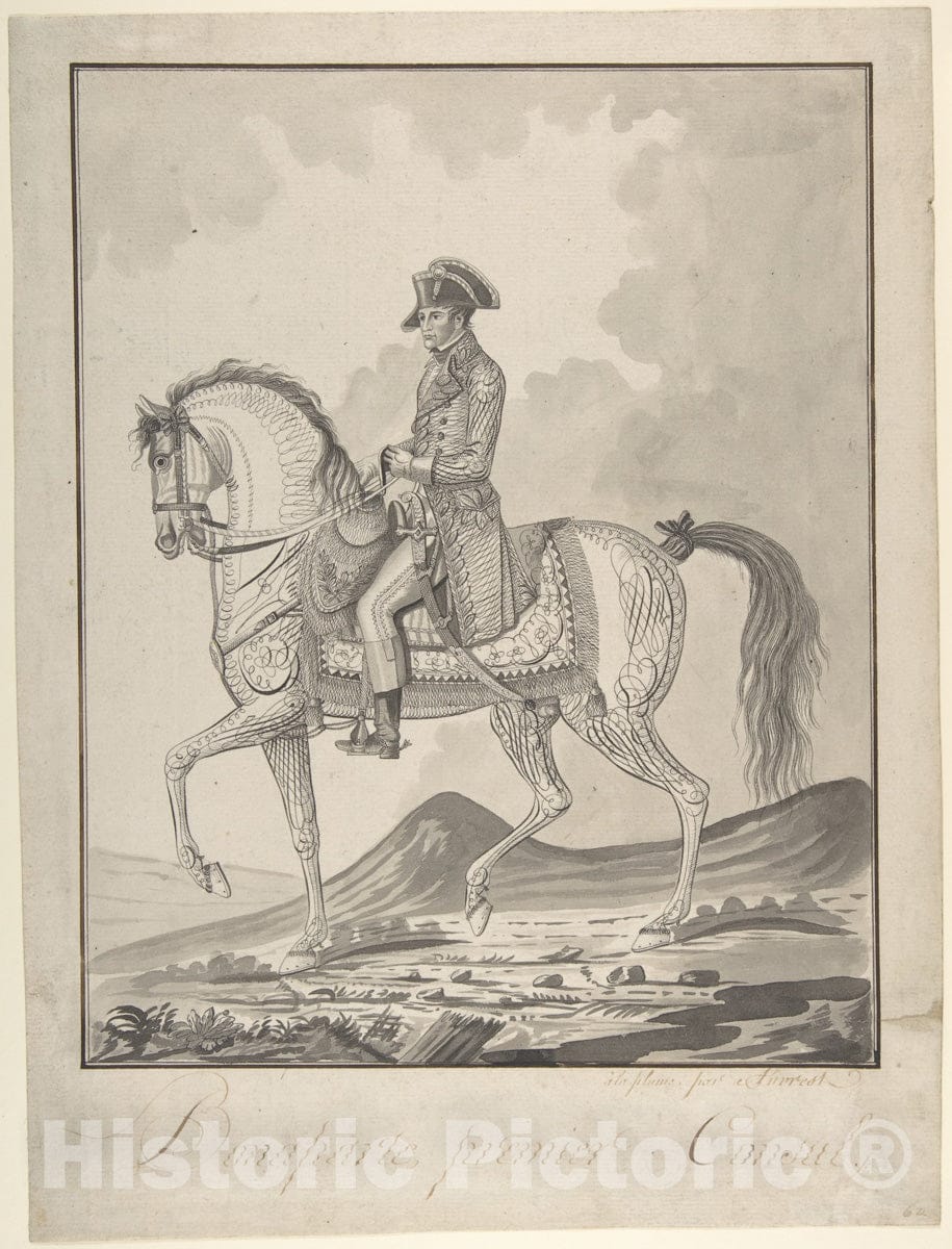 Art Print : Auvrest - Equestrian Portrait of Napoleon as First Consul : Vintage Wall Art