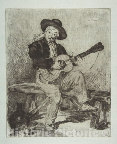 Art Print : Édouard Manet - The Spanish Singer (Le Guitarrero) 1 : Vintage Wall Art