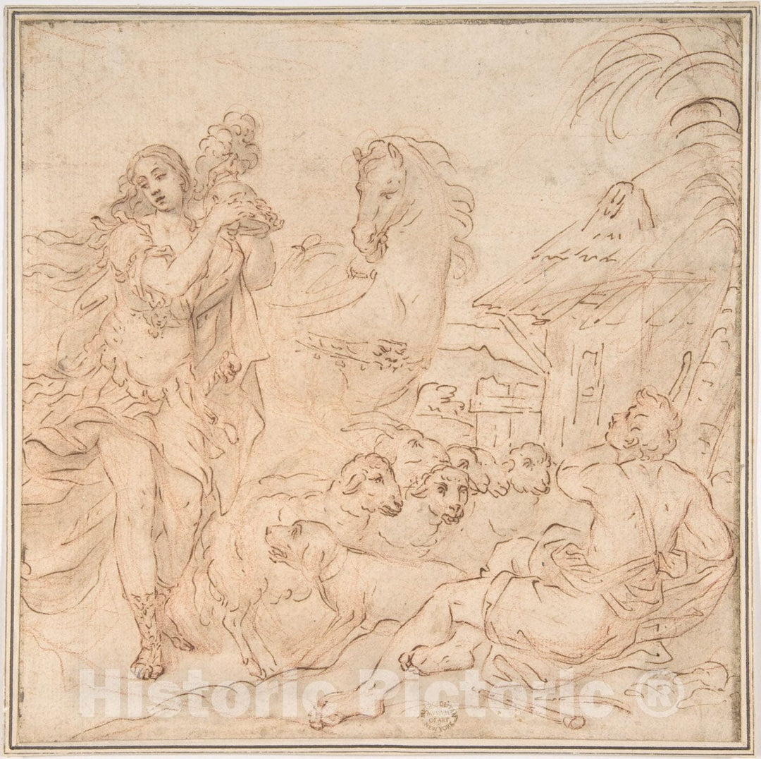 Art Print : Italian, 17th Century - Erminia and The Shepherds (a Scene from Torquato Tasso's Gerusalemme Liberata) : Vintage Wall Art
