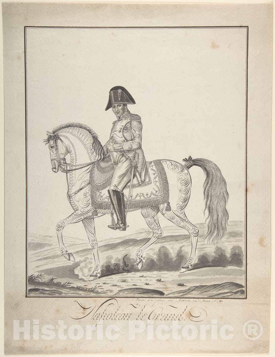 Art Print : Auvrest - Equestrian Portrait of Napoleon : Vintage Wall Art