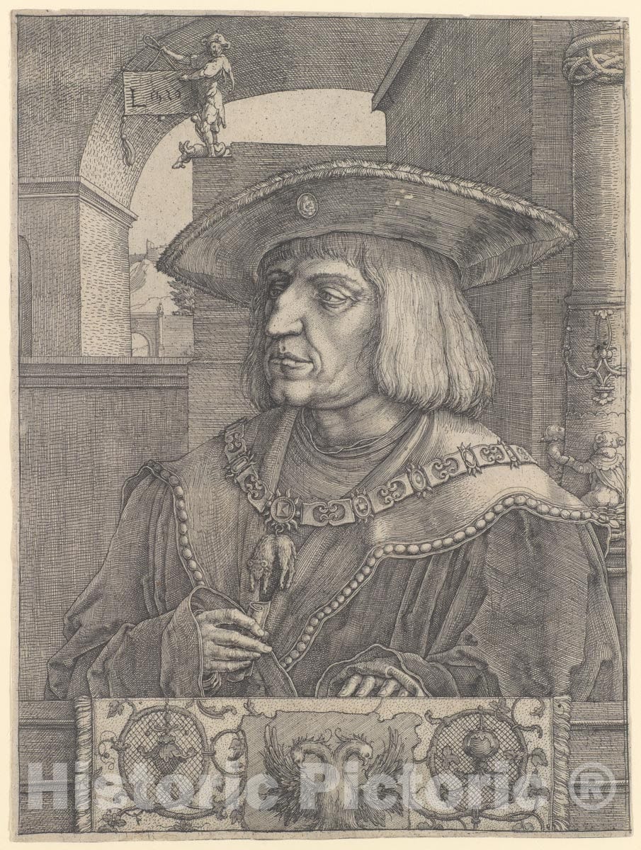 Art Print : Lucas Van Leyden - Emperor Maximilian : Vintage Wall Art