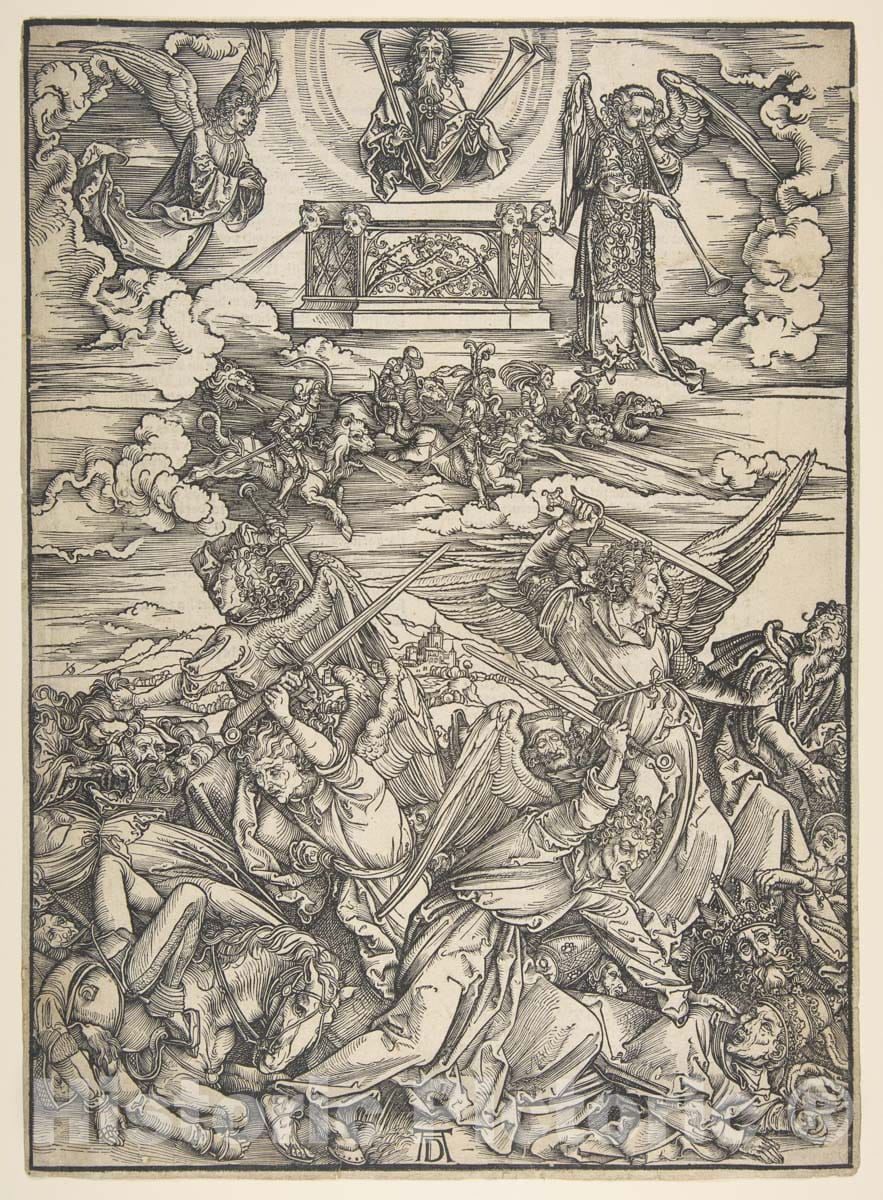 Art Print : Albrecht Dürer - Four Avenging Angels, from The Apocalypse Series : Vintage Wall Art