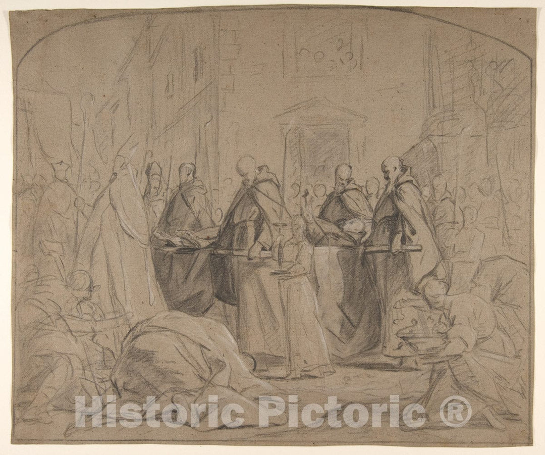 Art Print : Jean Restout le Jeune - Funeral of François Duplessis de Mornay : Vintage Wall Art