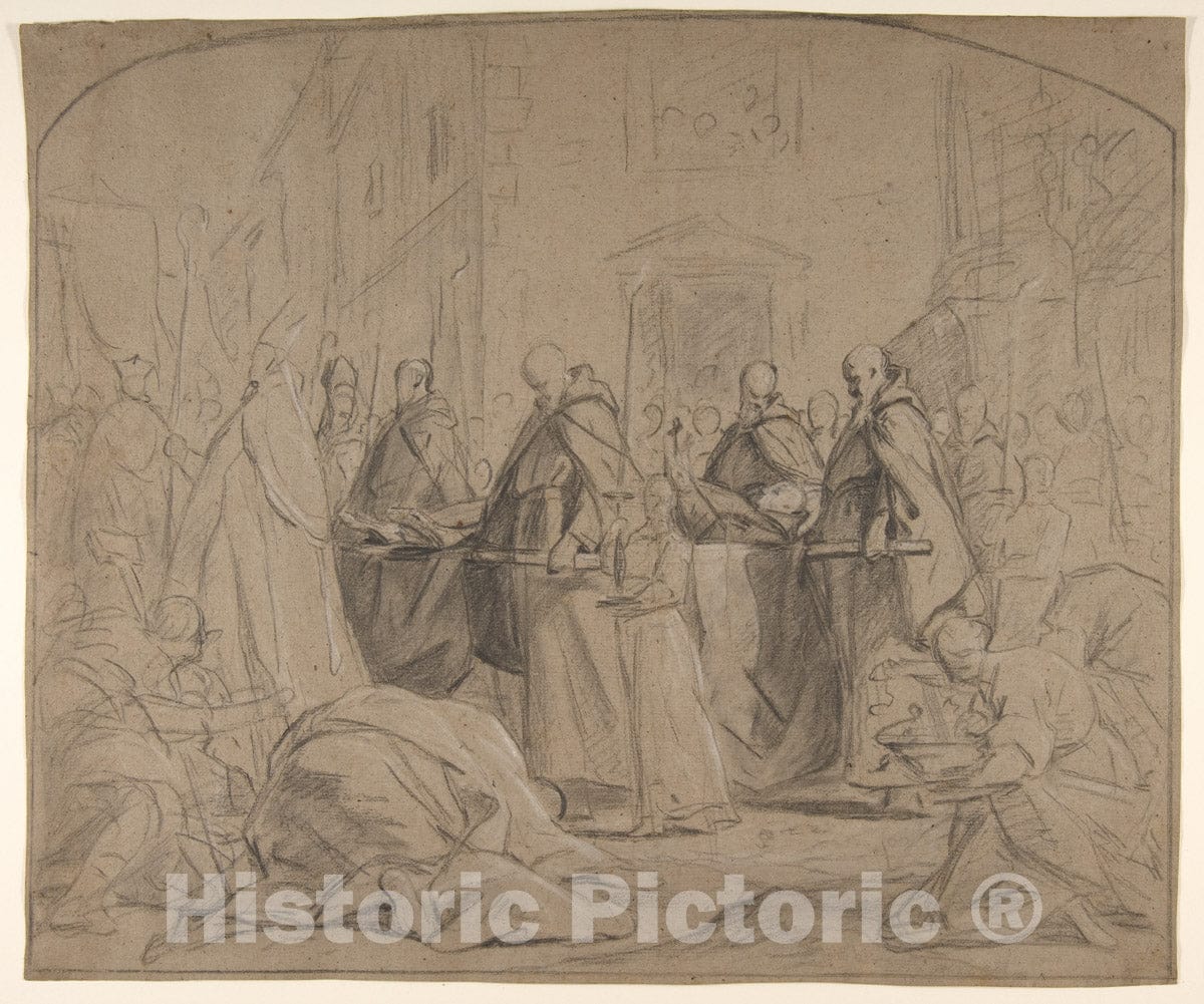 Art Print : Jean Restout le Jeune - Funeral of François Duplessis de Mornay : Vintage Wall Art