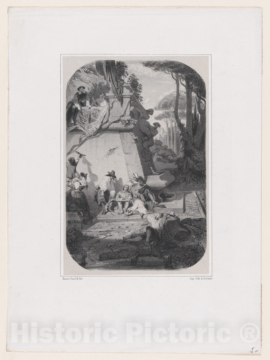 Art Print : Henri-Charles-Antoine Baron - A Siesta in Italy : Vintage Wall Art