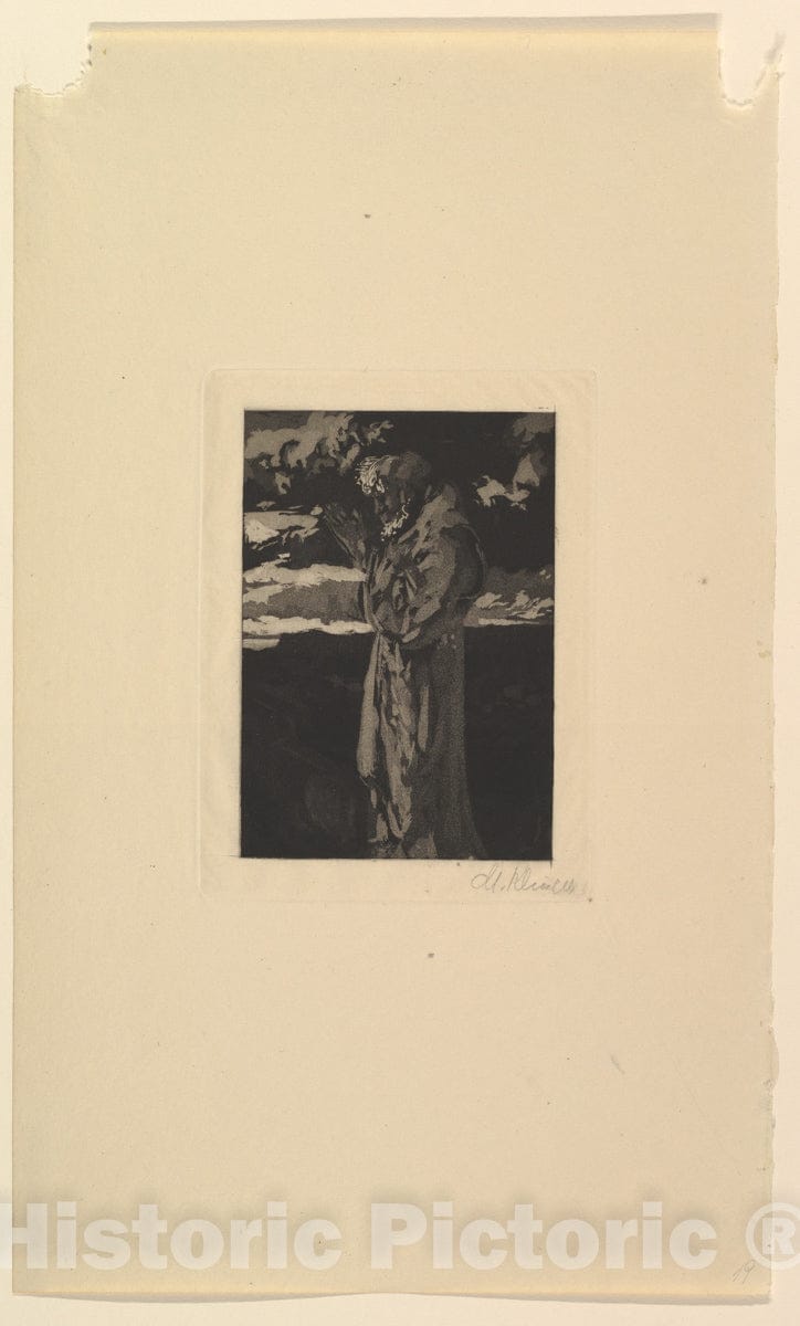 Art Print : Max Klinger - Old Man Praying (St. Anthony) : Vintage Wall Art