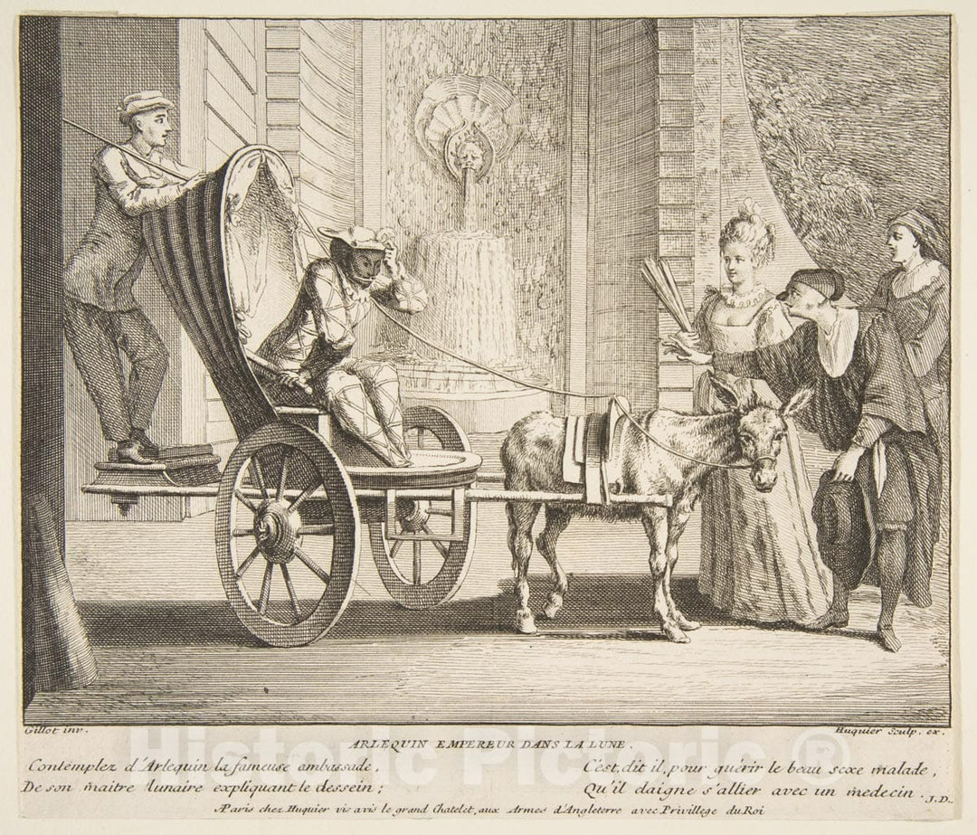 Art Print : Claude Gillot - Harlequin, Emperor on The Moon 2 : Vintage Wall Art