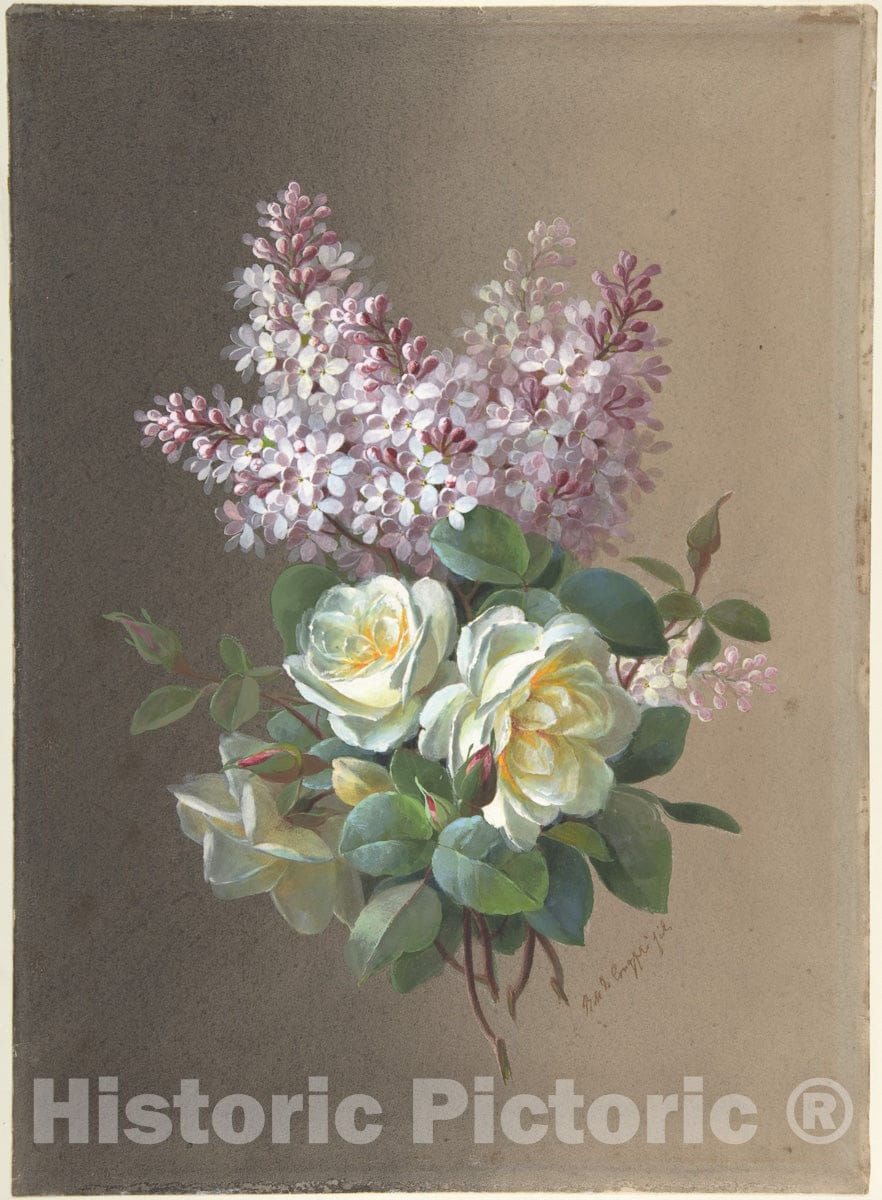 Art Print : Paul de Longpré - Flowers: Roses and Lilacs : Vintage Wall Art