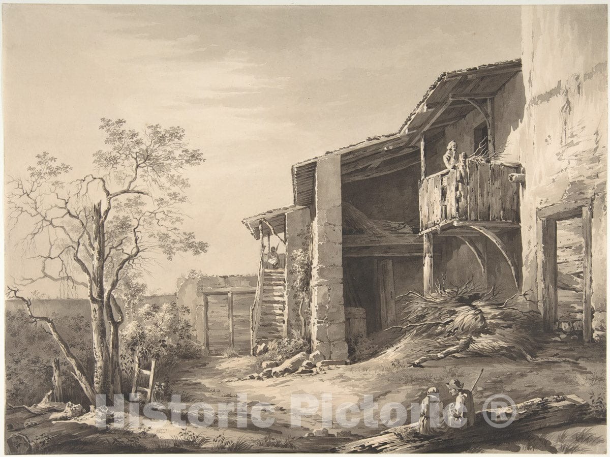 Art Print : Jean Jacques de Boissieu - Farmyard : Vintage Wall Art