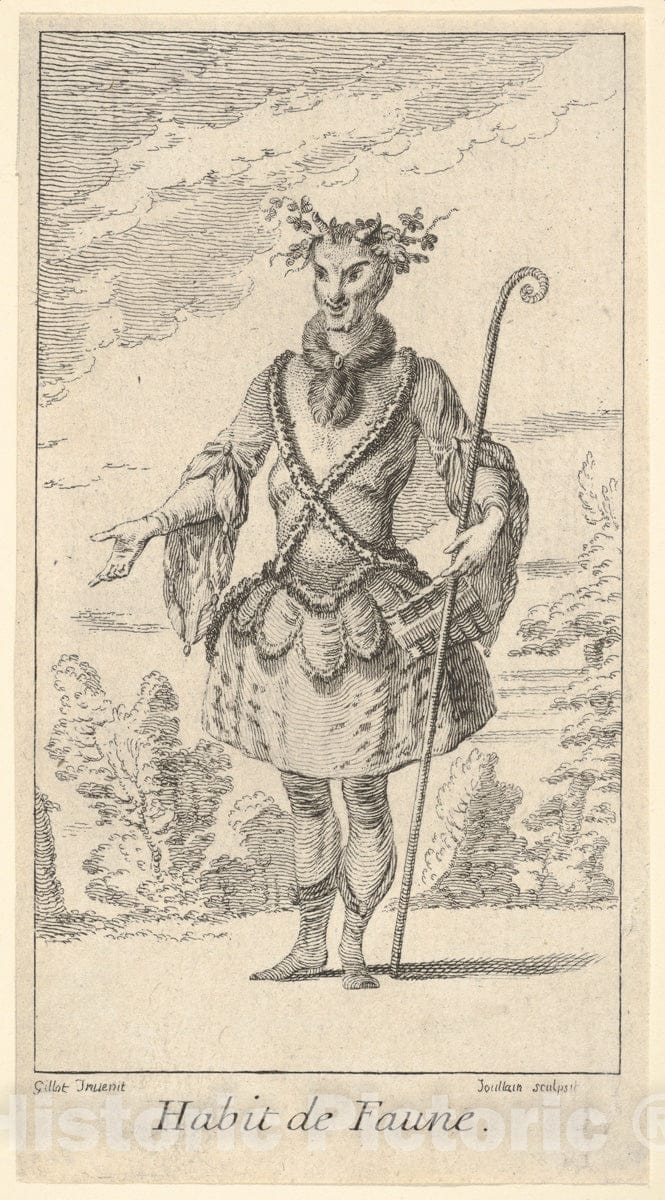 Art Print : Habit de Faune - Artist: Claude Gillot - Created: c1721 : Vintage Wall Art