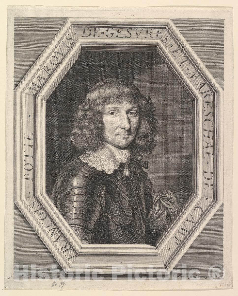 Art Print : Jean Morin - Francois Potier, Marquis de Gesvres, marechal de Camp : Vintage Wall Art