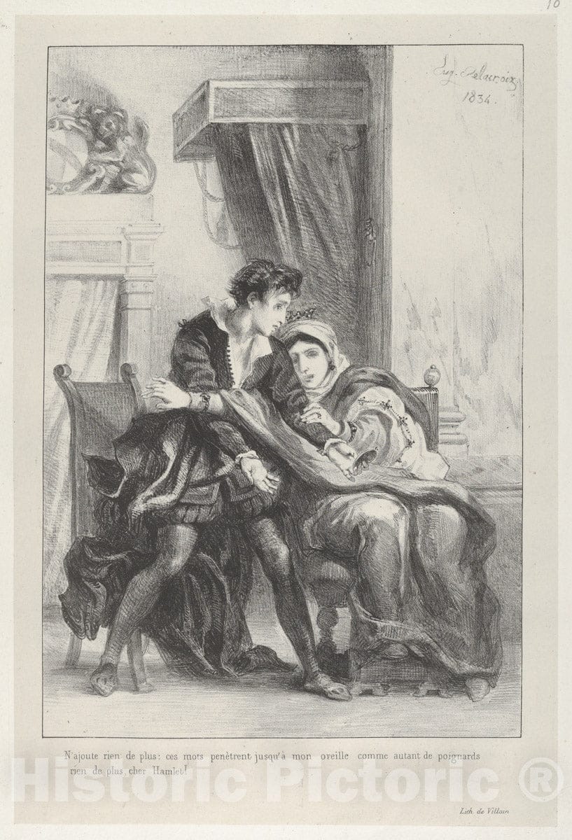 Art Print : Eugène Delacroix - Hamlet and The Queen : Vintage Wall Art