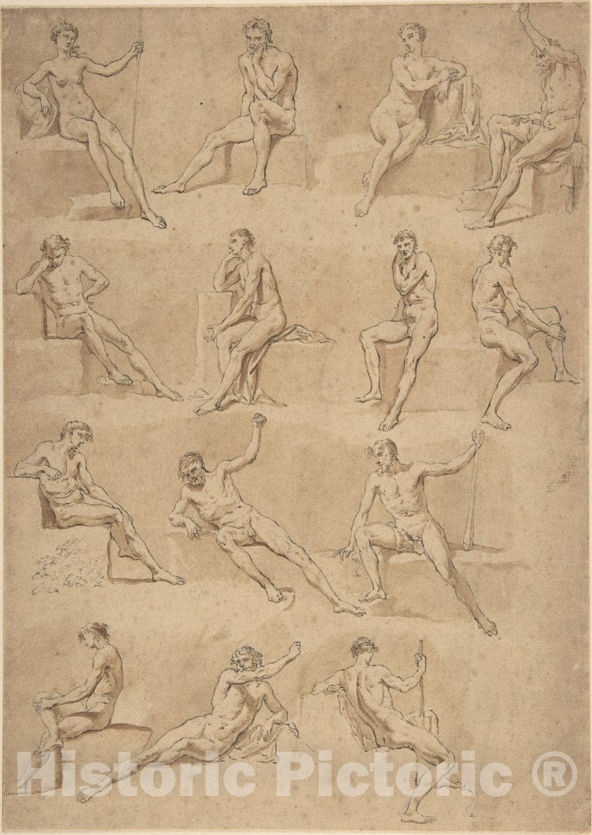 Art Print : Hubert François Gravelot - Figure Studies : Vintage Wall Art