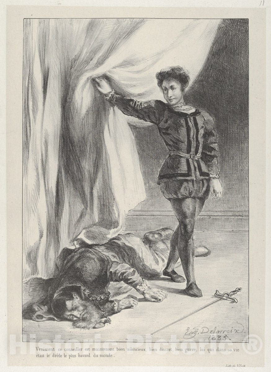 Art Print : Eugène Delacroix - Hamlet and The Corpse of Polonius : Vintage Wall Art