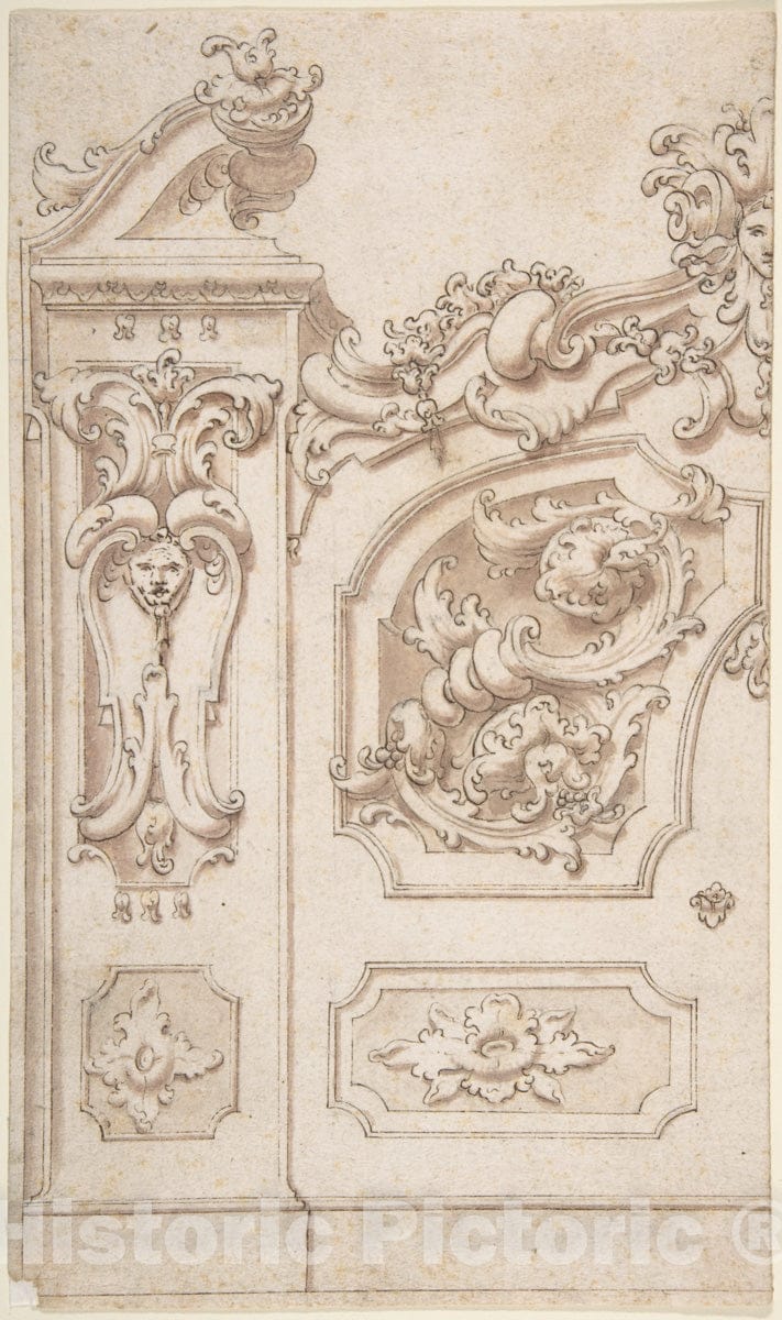 Art Print : Italian, 18th Century - Half a Design for Ornament : Vintage Wall Art