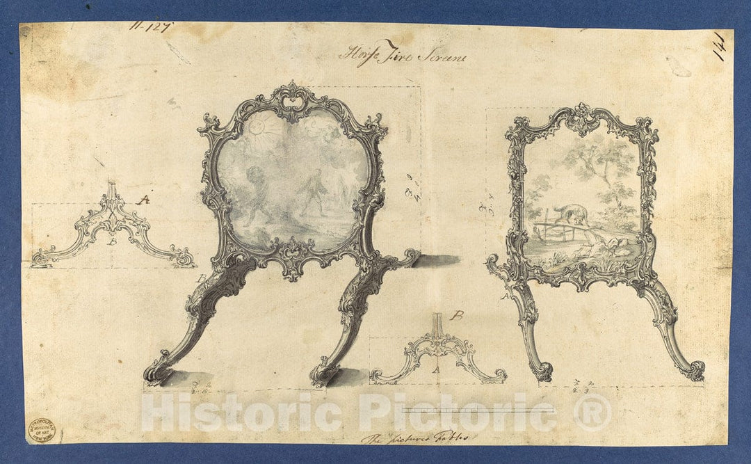 Art Print : Thomas Chippendale - Fire Screens, in Chippendale Drawings, Vol. I 2 : Vintage Wall Art