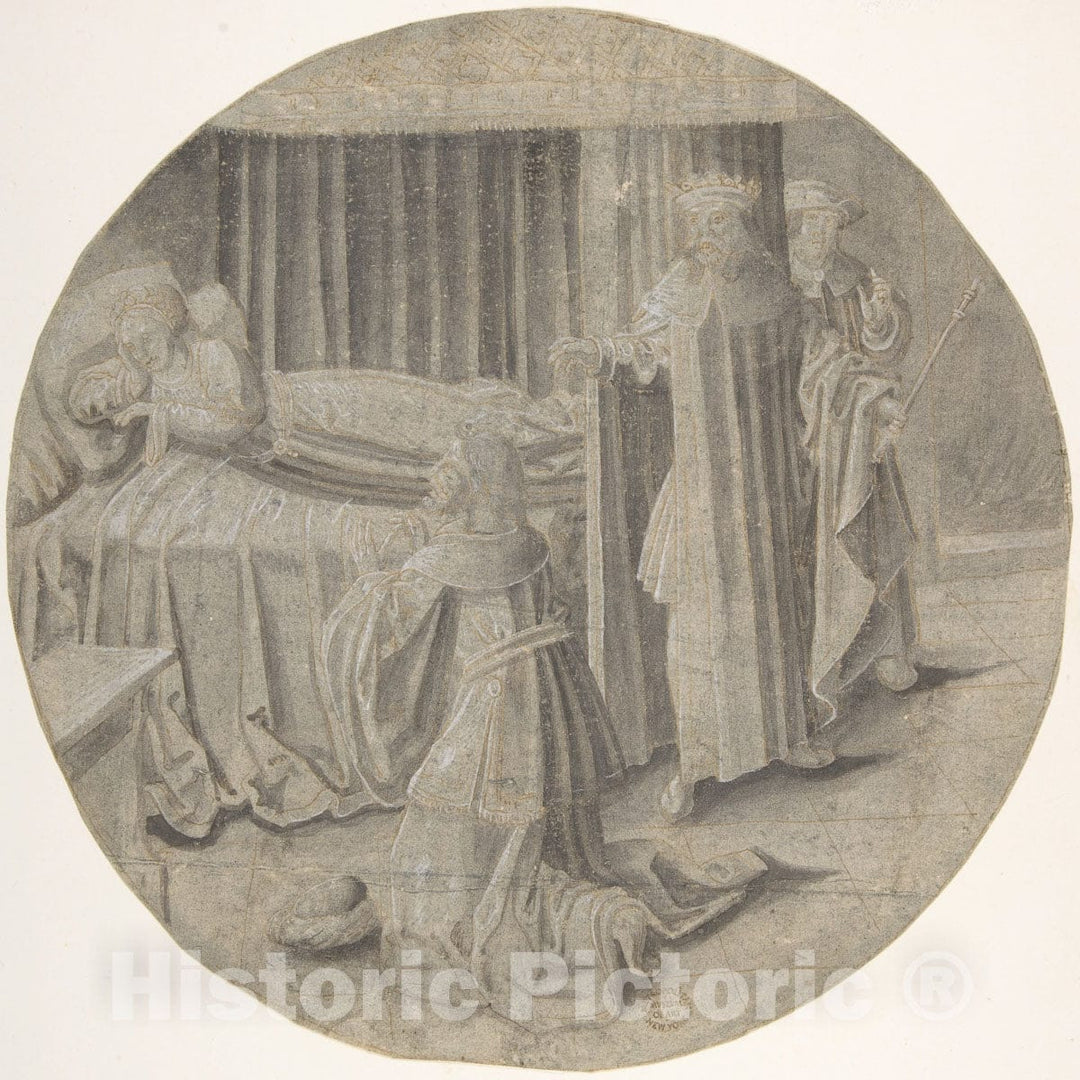 Art Print : Circle of Pseudo-Aert Ortkens - Haman Begs Esther for his Life : Vintage Wall Art